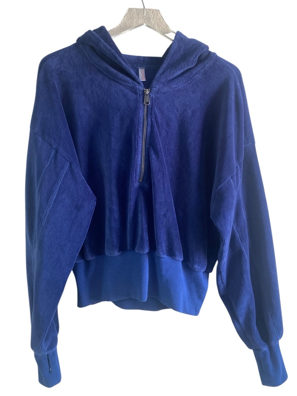 Free People FP Movement Navy Soft Ribbed 1/2 Zip Pullover Hoodie Size M